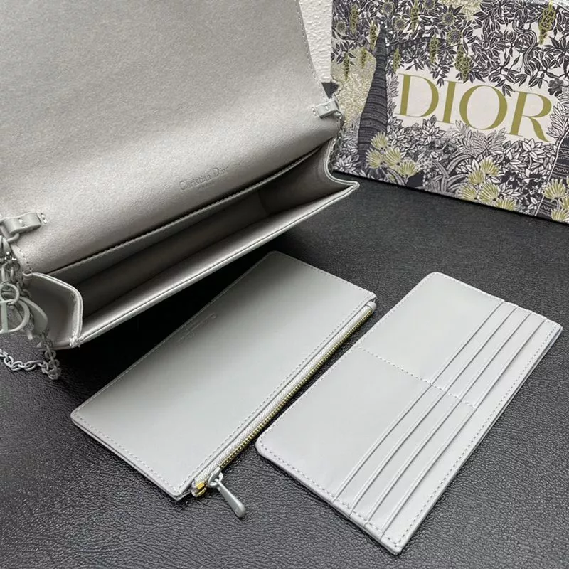 Dior Outlet Lady Dior Pouch Ultramatte Cannage Lambskin with Diamond Motif Grey 0113