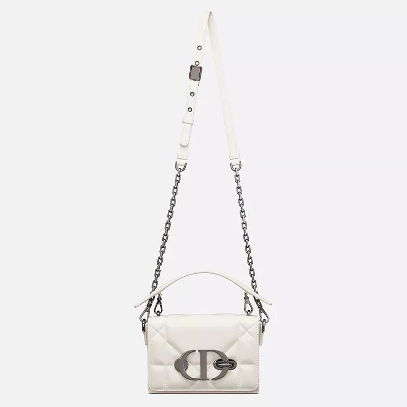 Cheap Dior Bag Dior 30 Montaigne Box Bag with Handle Maxicannage Lambskin White 0121