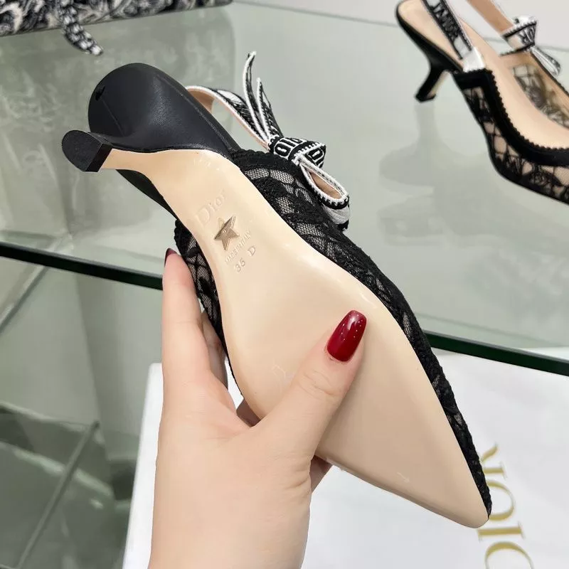 Dior Factory Outlet J'Adior Slingback Pumps Women Butterfly Motif Transparent Mesh Black 0119