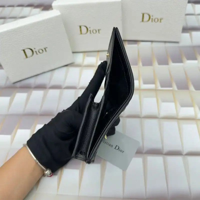 Dior Factory Outlet Mini Lady Dior Flap Card Holder Cannage Lambskin Black 0126