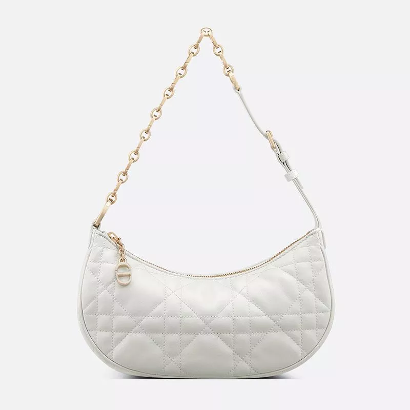 Dior CD Lounge Bag Cannage Lambskin White 0113