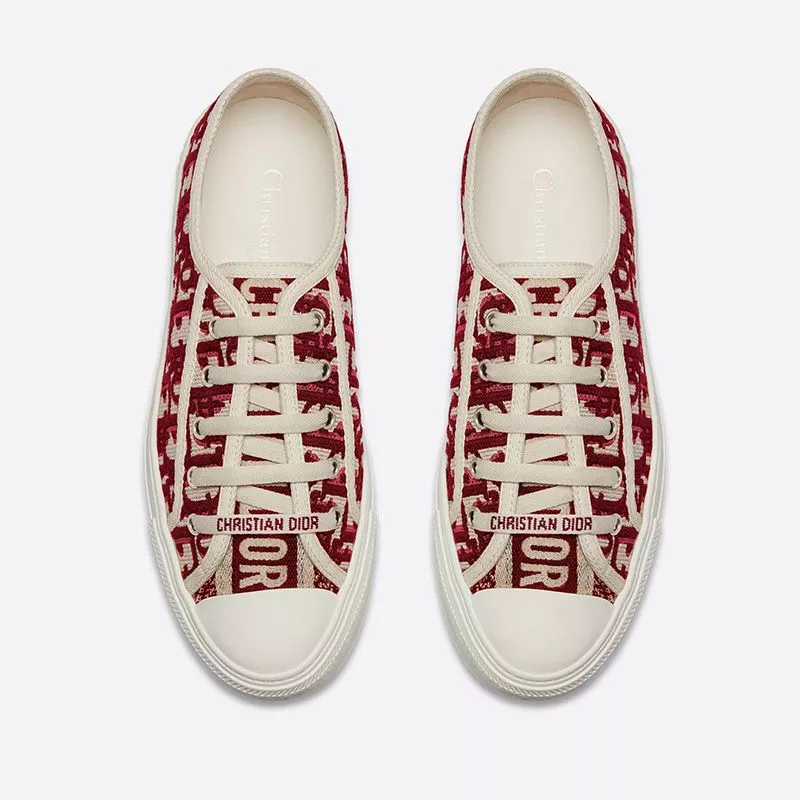 Dior Outlet Walk'n'Dior Sneakers Women Oblique Motif Canvas Burgundy 0118