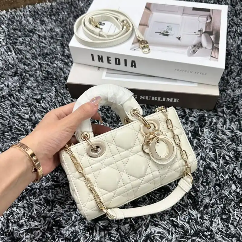 Cheap Dior Bag Micro Lady D-Joy Bag Cannage Lambskin White 0125