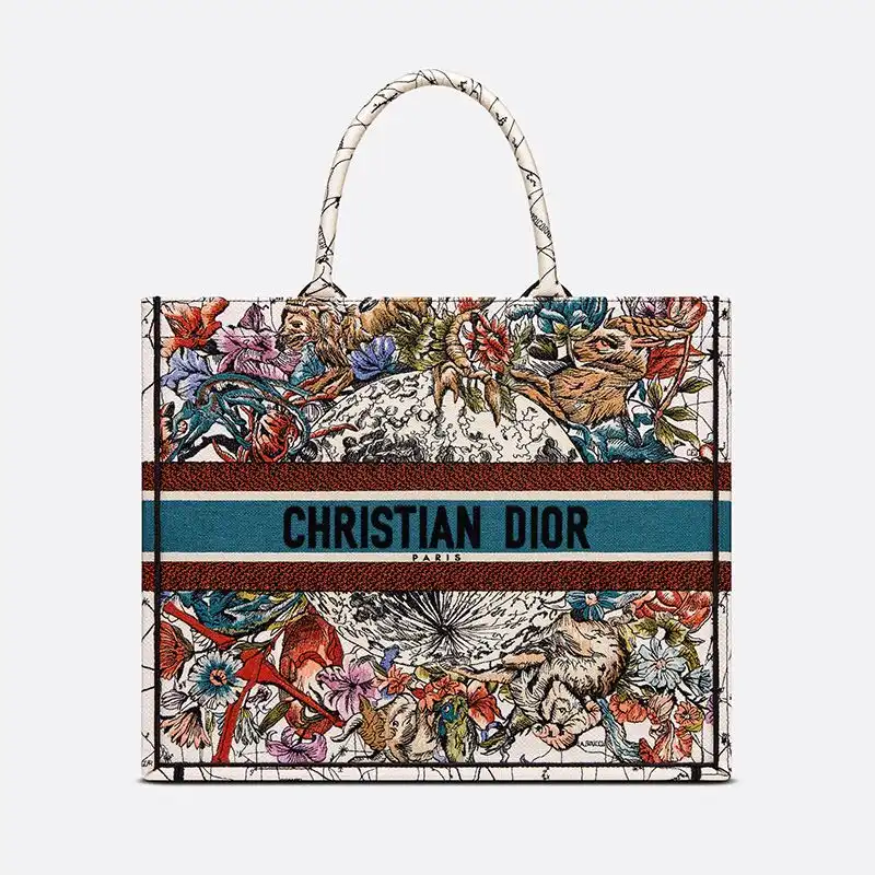 Dior Outlet Dior Book Tote Constellation Motif Canvas White 0123