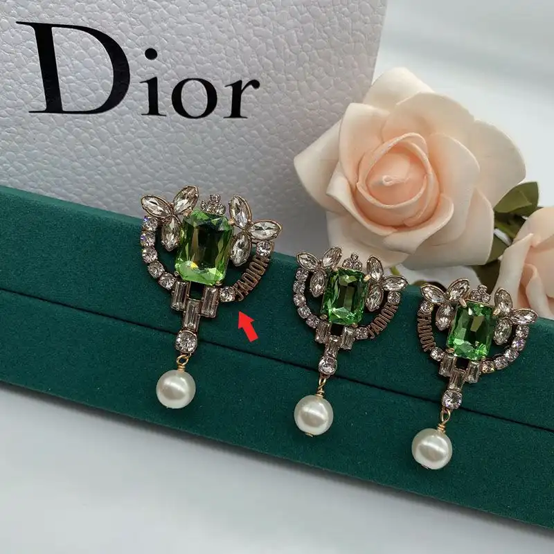 Dior Outlet J'Adior Brooch, Silver and Green Crystals with White Resin Pearls Gold 0124