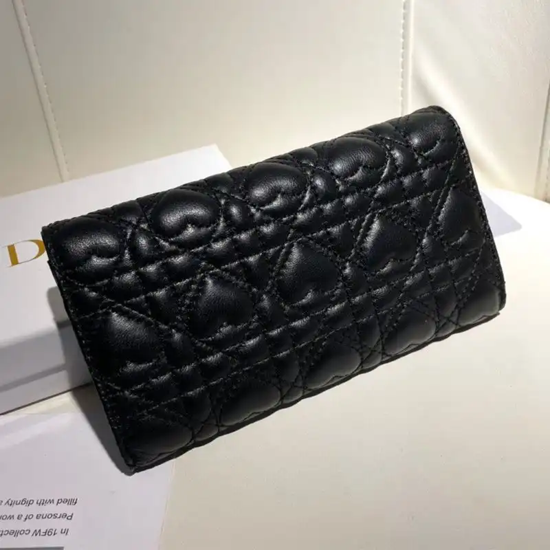 Dior Outlet Dior Flap Wallet Cannage Lambskin Black 0128