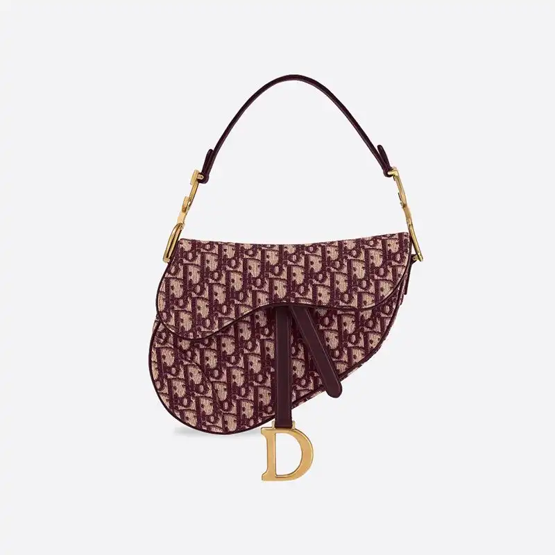 Dior Outlet Dior Saddle Bag Oblique Motif Canvas Burgundy 0129