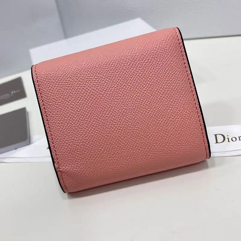 Dior Outlet Dior Saddle Three-Fold Card Holder Grained Calfskin Pink 0128