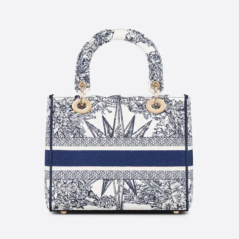 Dior Factory Outlet Medium Lady D-lite Bag Reve d'Infini Motif Canvas Blue 0129