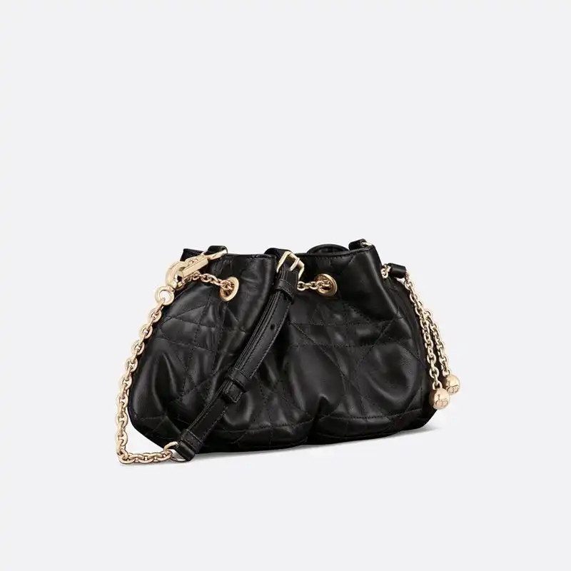 Dior Outlet Small Dior Ammi Bag Macrocannage Lambskin Black 0129