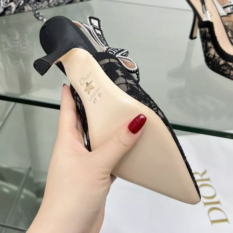 Dior Factory Outlet J'Adior Slingback Pumps Women Butterfly Motif Transparent Mesh Black 0119