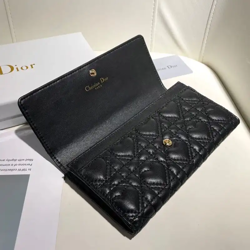 Dior Outlet Dior Flap Wallet Cannage Lambskin Black 0128