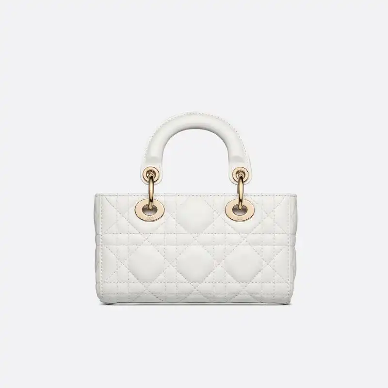 Cheap Dior Bag Micro Lady D-Joy Bag Cannage Lambskin White 0125