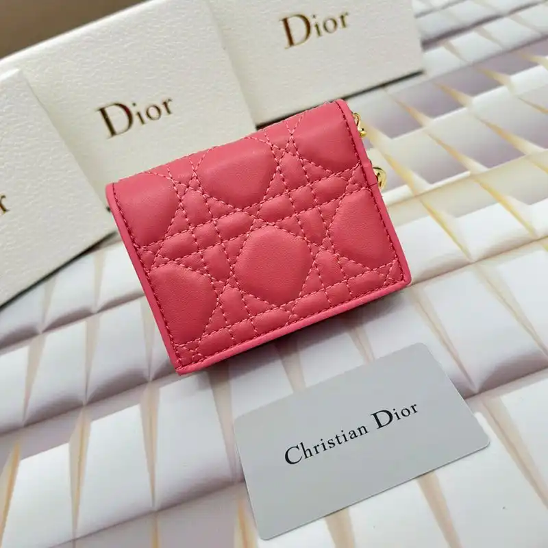 Cheap Dior Bag Mini Lady Dior Flap Card Holder Cannage Lambskin Pink 0128