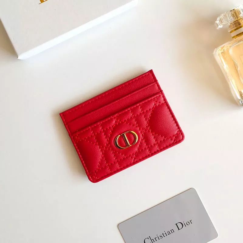 Dior Card Holder Cannage Calfskin Red 0113