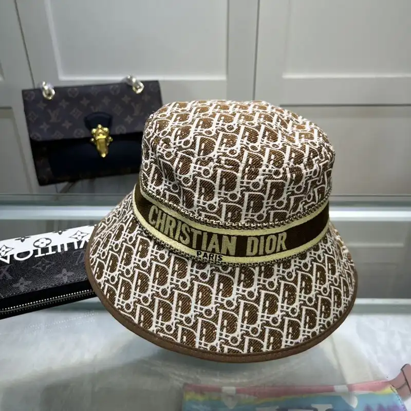 Dior Factory Outlet Christian Dior Bucket Hat D-Oblique Motif Canvas Brown 0131