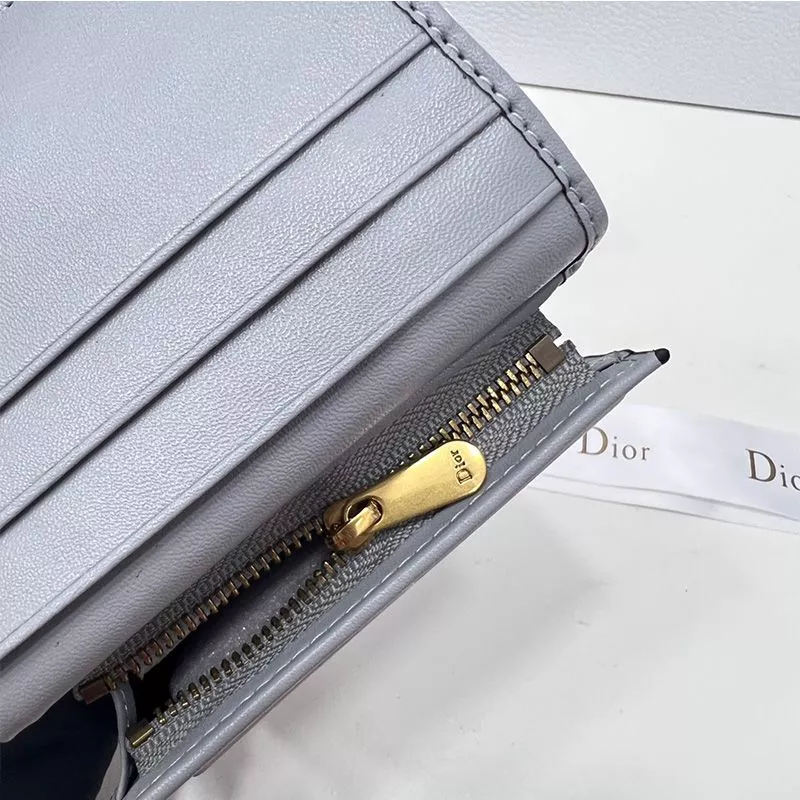 Dior Factory Outlet Dior Saddle Three-Fold Card Holder Oblique Motif Canvas Blue 0113