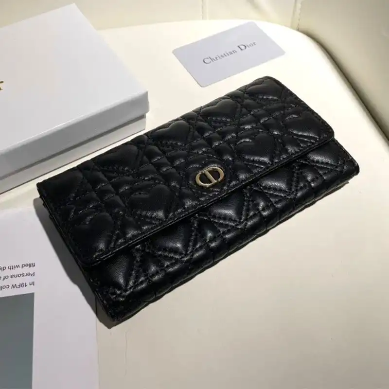 Dior Outlet Dior Flap Wallet Cannage Lambskin Black 0128