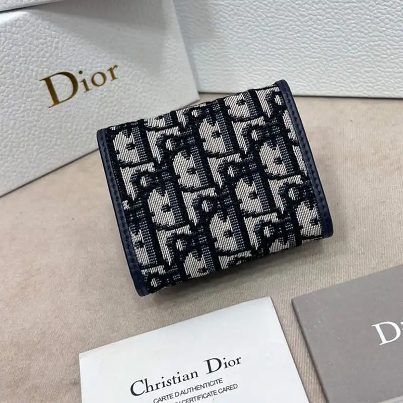 Dior Factory Outlet Dior 30 Montaigne Wallet Oblique Motif Canvas Blue 0126