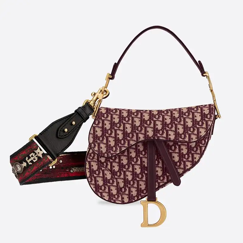 Dior Outlet Dior Saddle Bag Oblique Motif Canvas Burgundy 0129