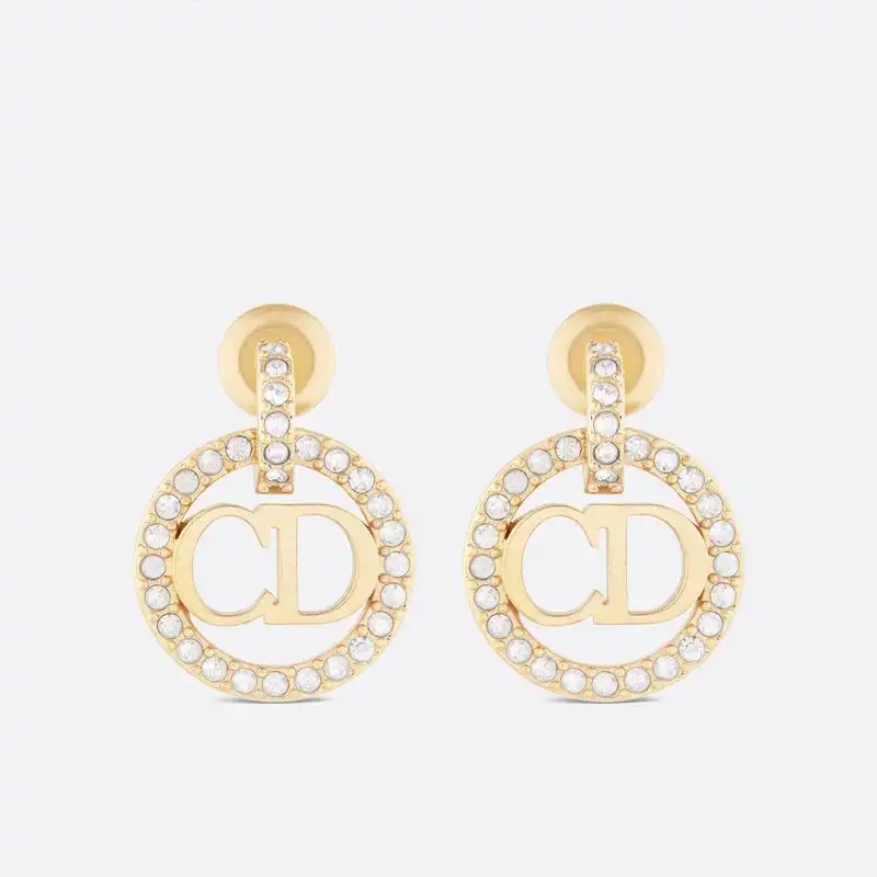 Dior Factory Outlet Dior Clair D Lune Earrings Metal and Crystals Gold 0122