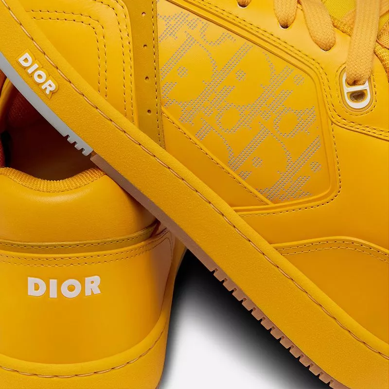 Dior Factory Outlet Dior B27 Sneakers Unisex World Tour Onlique Galaxy Calfskin and Suede Yellow 0118