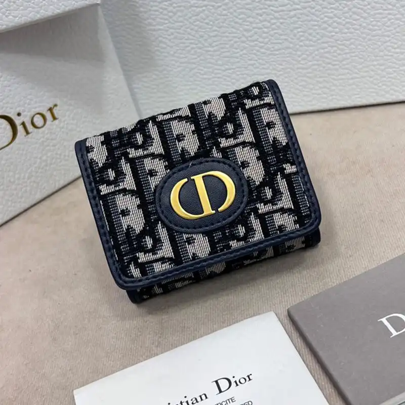 Dior Factory Outlet Dior 30 Montaigne Wallet Oblique Motif Canvas Blue 0126