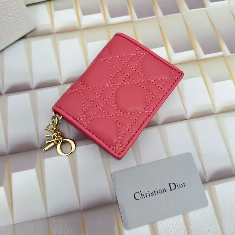 Cheap Dior Bag Mini Lady Dior Flap Card Holder Cannage Lambskin Pink 0128