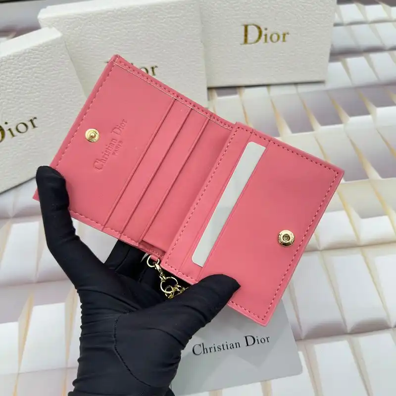 Cheap Dior Bag Mini Lady Dior Flap Card Holder Cannage Lambskin Pink 0128