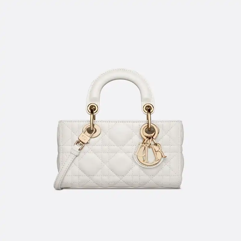 Cheap Dior Bag Micro Lady D-Joy Bag Cannage Lambskin White 0125