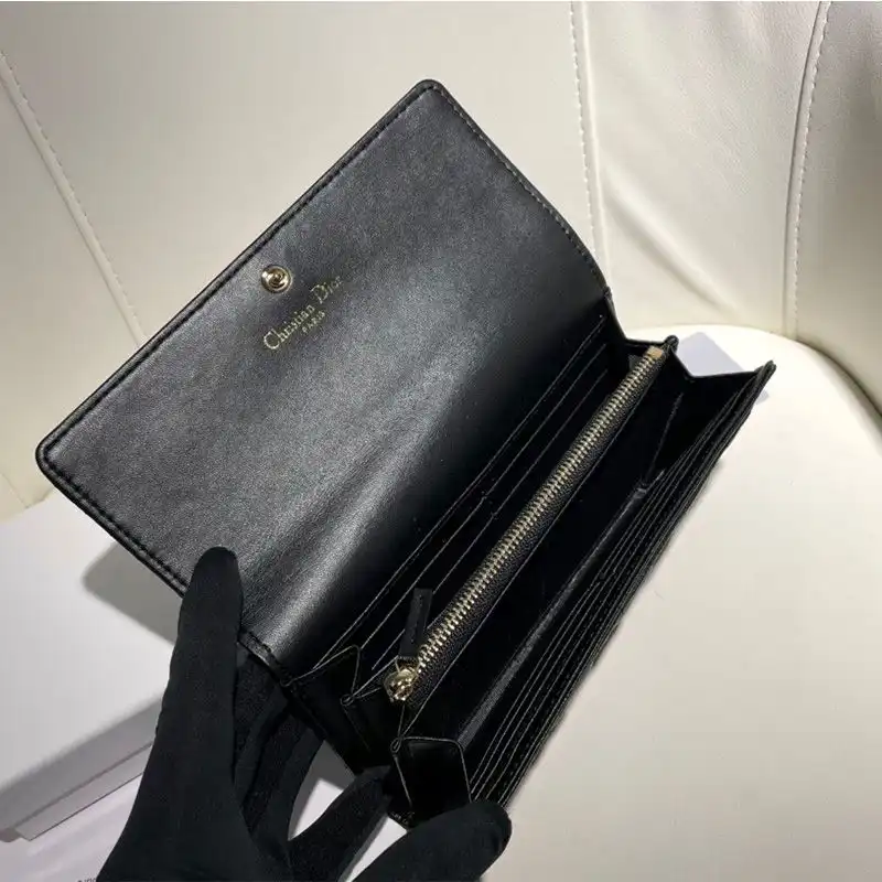 Dior Outlet Dior Flap Wallet Cannage Lambskin Black 0128