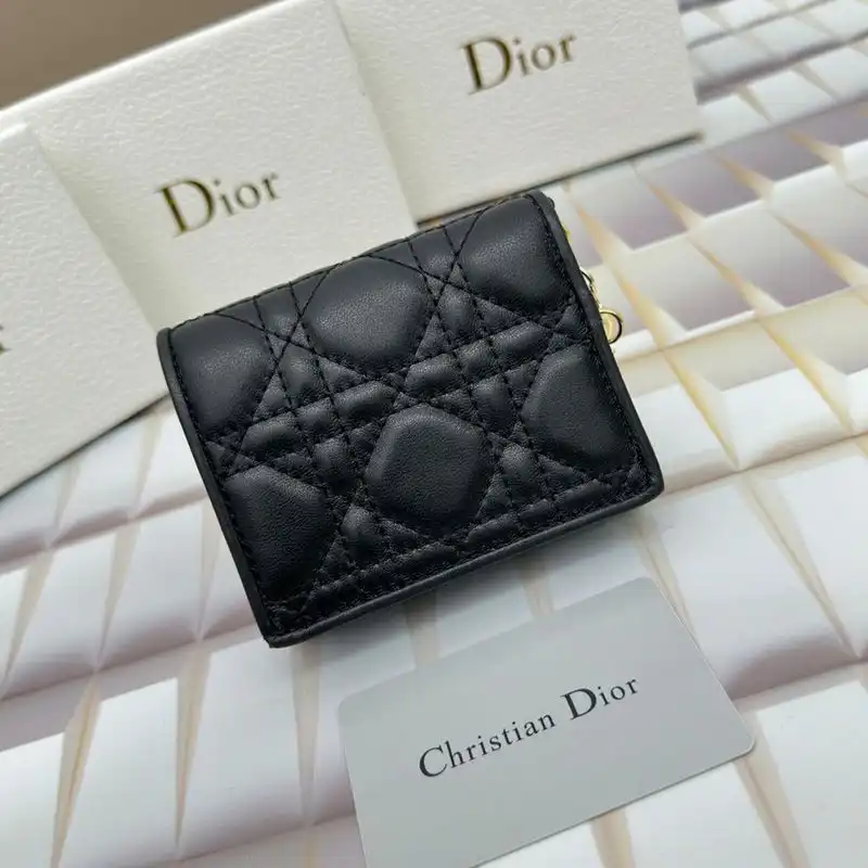 Dior Factory Outlet Mini Lady Dior Flap Card Holder Cannage Lambskin Black 0126