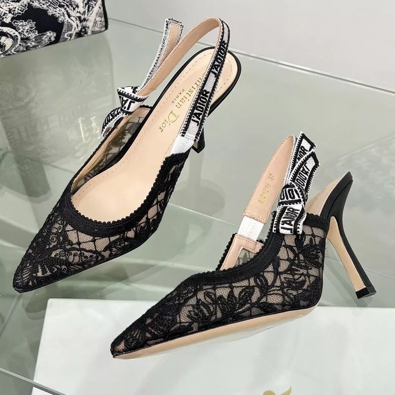 Dior Factory Outlet J'Adior Slingback Pumps Women Butterfly Motif Transparent Mesh Black 0119