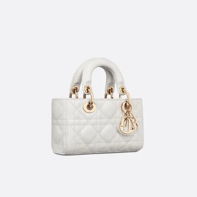 Cheap Dior Bag Micro Lady D-Joy Bag Cannage Lambskin White 0125