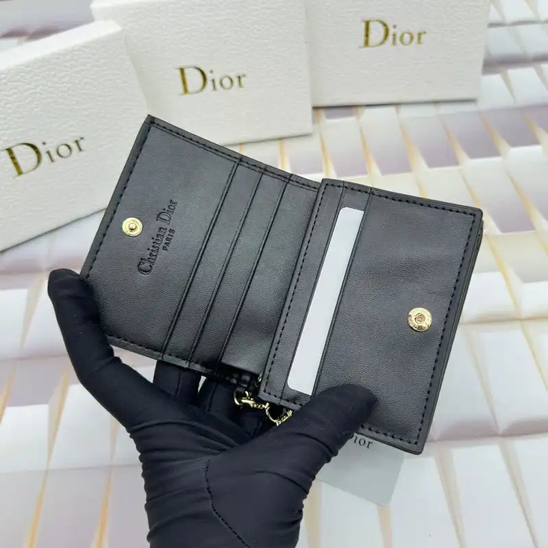 Dior Factory Outlet Mini Lady Dior Flap Card Holder Cannage Lambskin Black 0126