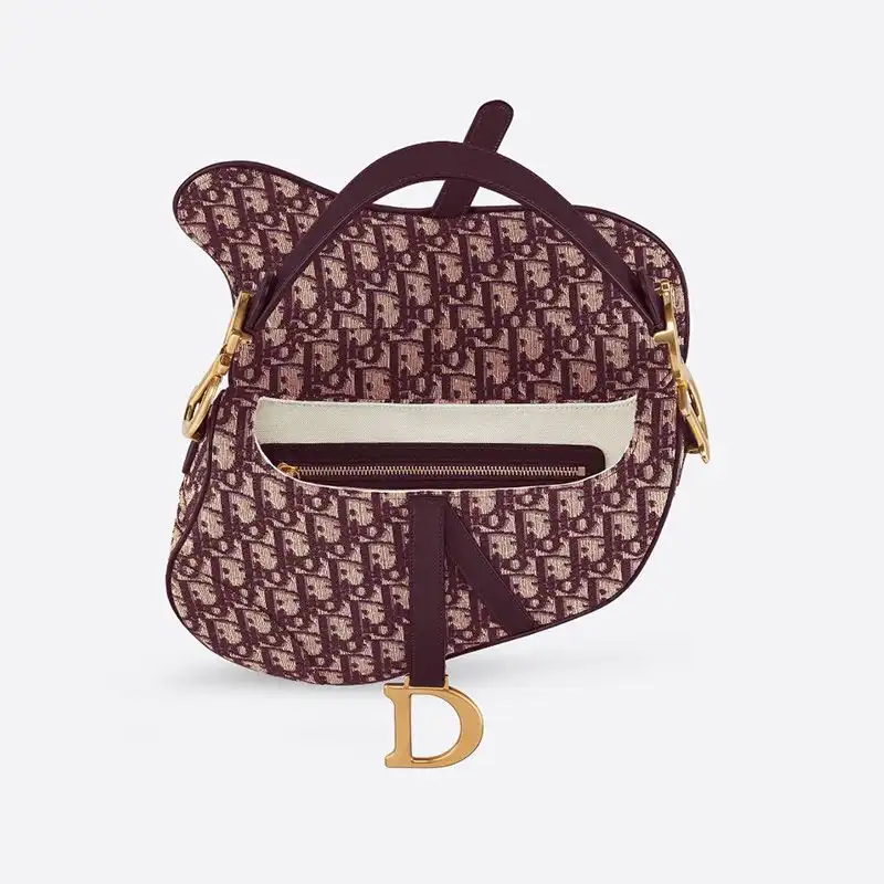 Dior Outlet Dior Saddle Bag Oblique Motif Canvas Burgundy 0129