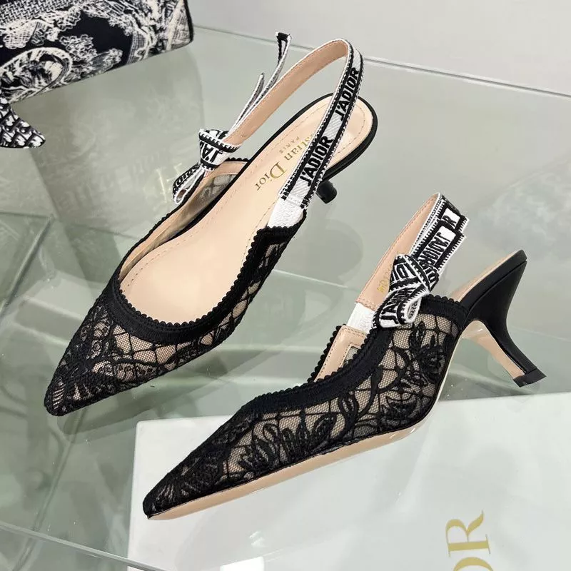 Dior Factory Outlet J'Adior Slingback Pumps Women Butterfly Motif Transparent Mesh Black 0119