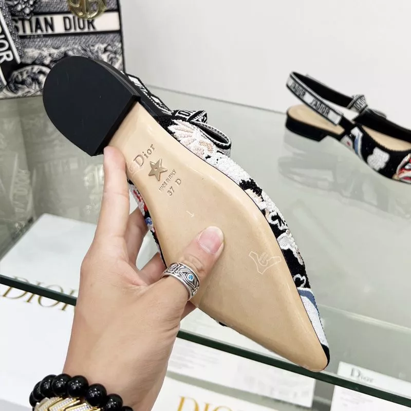 Dior Factory Outlet J'Adior Slingback Pumps Women Toile de Jouy Pop Motif Canvas with Beads and Strass Black 0118