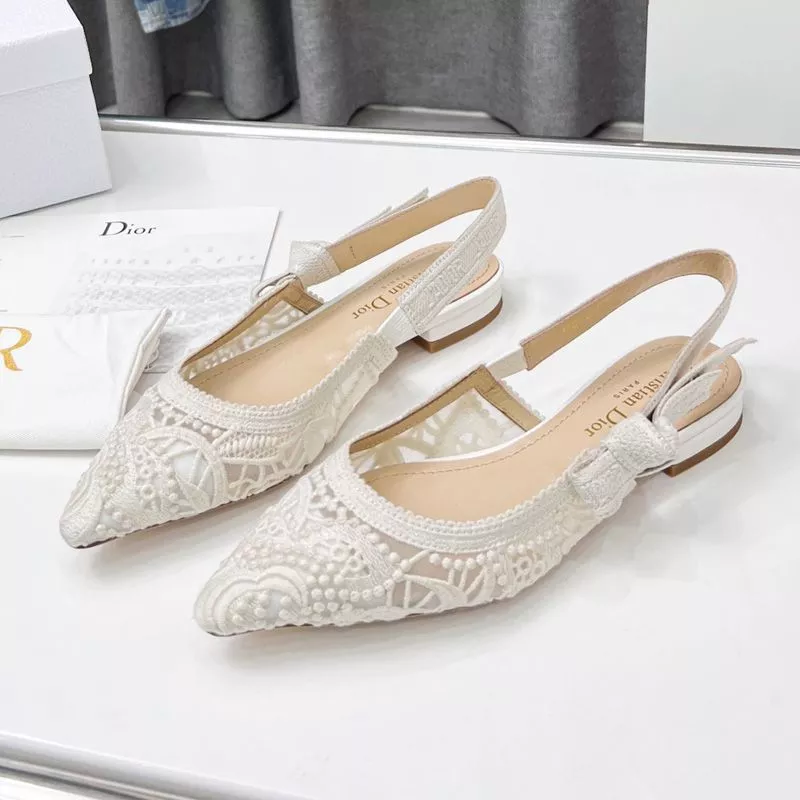 Cheap Dior Bag J'Adior Slingback Pumps Women D-Lace Macrame Motif Mesh White 0119