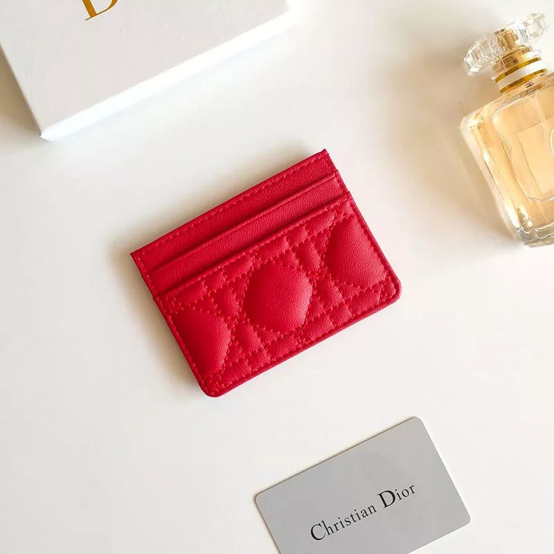 Dior Outlet Dior Card Holder Cannage Calfskin Red 0113