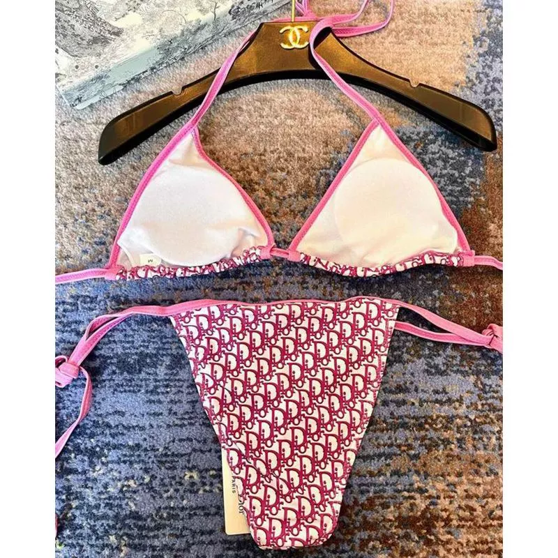 Dior Factory Outlet Christian Dior Bikini Women Oblique Motif Lycra Pink 0117