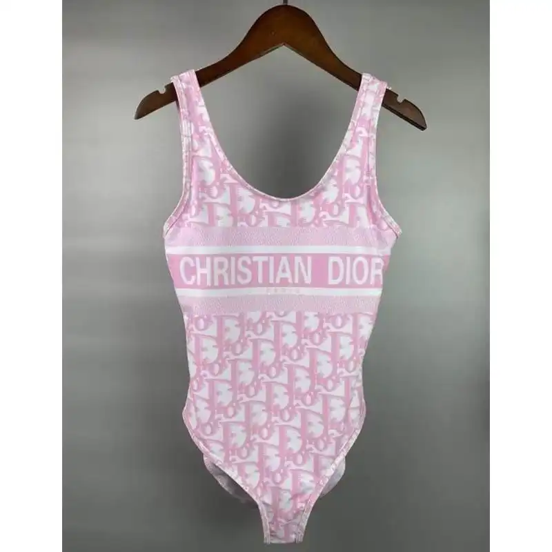 Dior Factory Outlet Christian Dior Swimsuit Women Oblique Motif Lycra Pink 0130