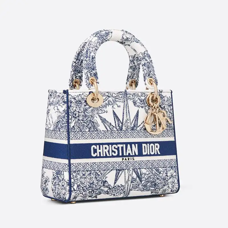 Dior Factory Outlet Medium Lady D-lite Bag Reve d'Infini Motif Canvas Blue 0129