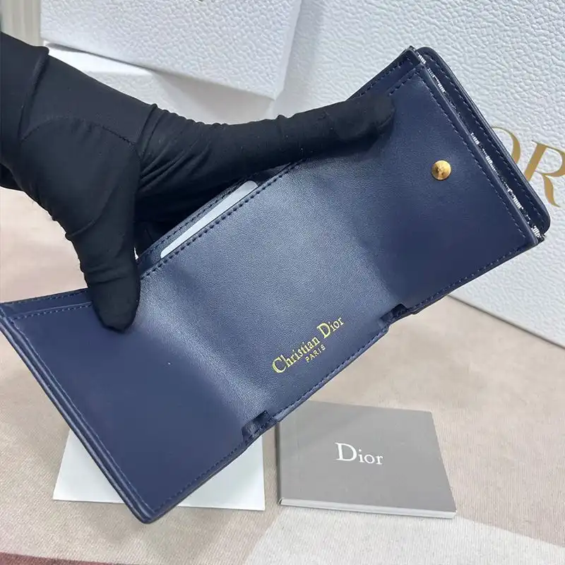 Dior Factory Outlet Dior 30 Montaigne Wallet Oblique Motif Canvas Blue 0126