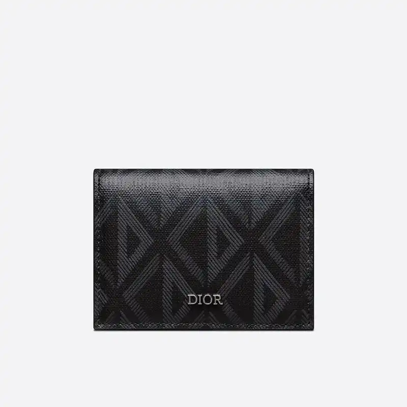 Dior Factory Outlet Dior Business Card Holder CD Diamond Motif Canvas Black 0128