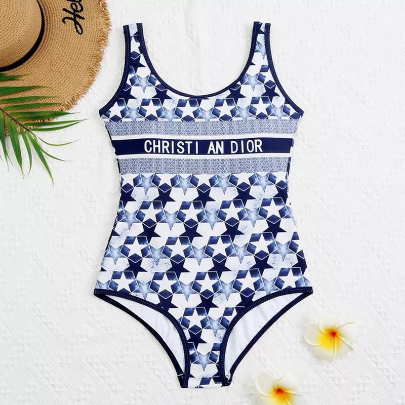 Christian Dior Swimsuit Women Etoile Motif Lycra Blue 0114