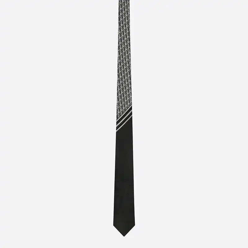 Cheap Dior Bag Dior Tie Striped Oblique Motif Silk Black 0131