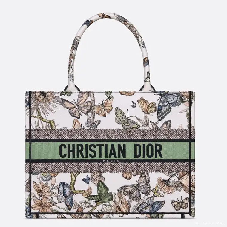 Dior Outlet Dior Green de Toile Mexico Canvas White Motif Tote Book Jouy 0227