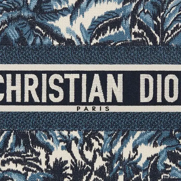 Dior Outlet Dior Tote Blue Canvas Motif Palms Book 0222