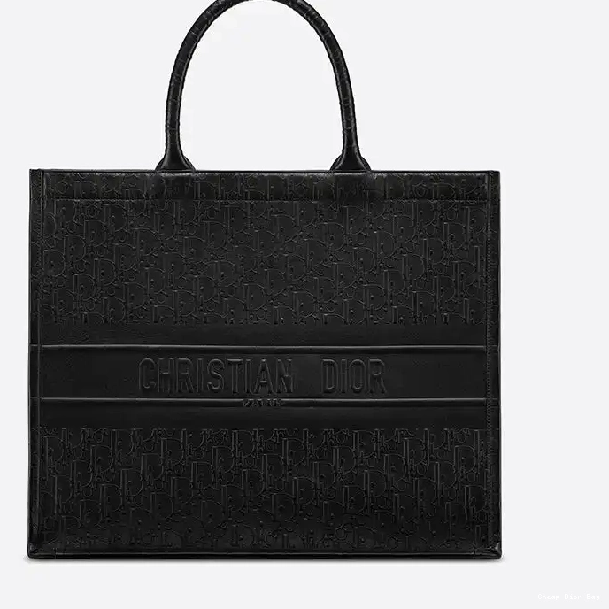 Dior Outlet Book Oblique Dior Black Calfskin Embossed Tote 0213